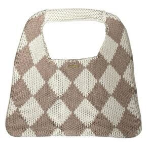 Kopari Cream Tan Knit Shoulder Bag